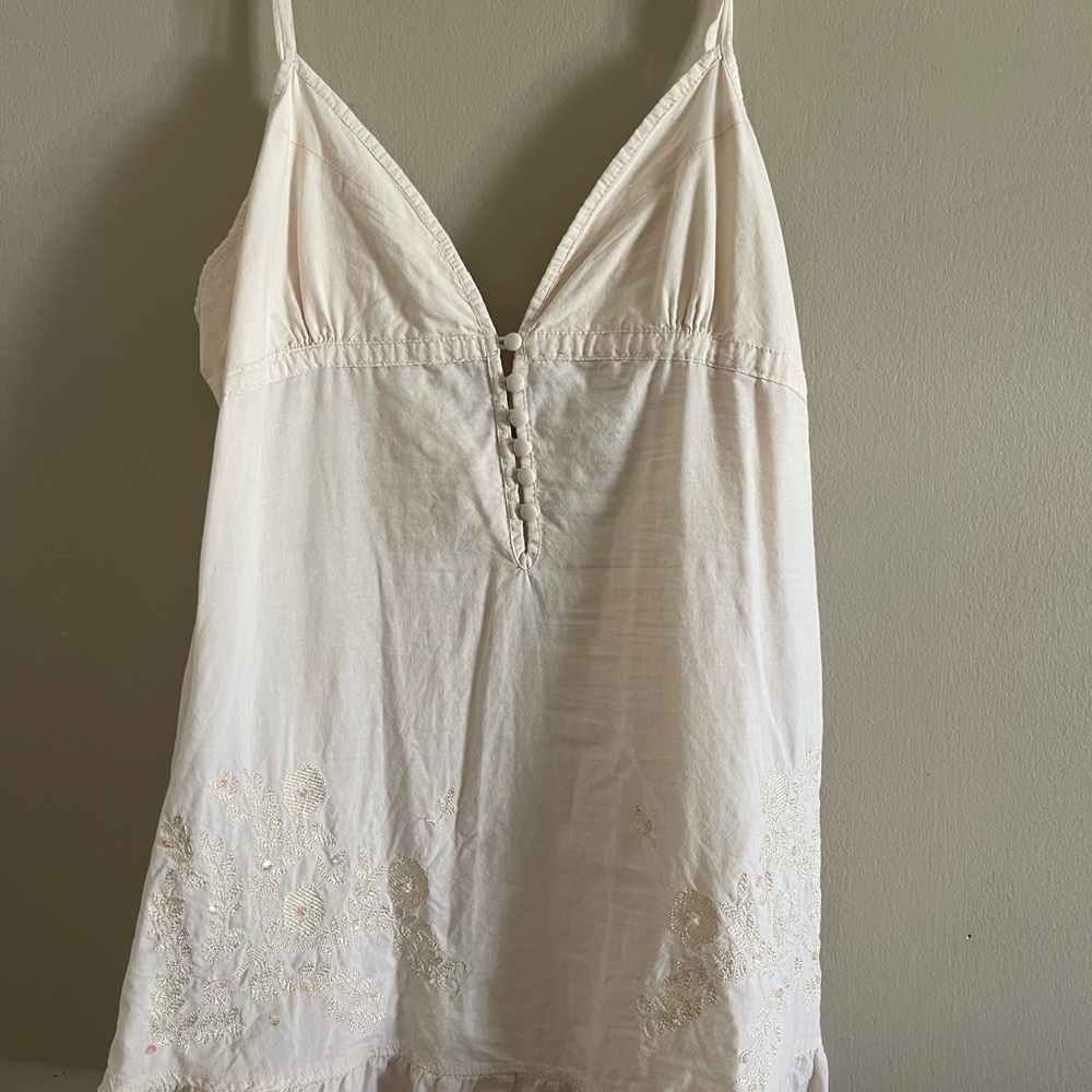 Cream embroidered cotton shirt